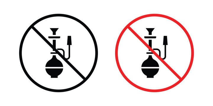 No hookah sign outline drawing and clipart version