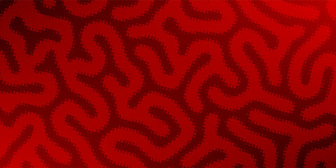 Obraz premium Abstract red halftone maze pattern background, creative gradient organic liquid line vector template for gaming banner, poster, or tech wallpaper.