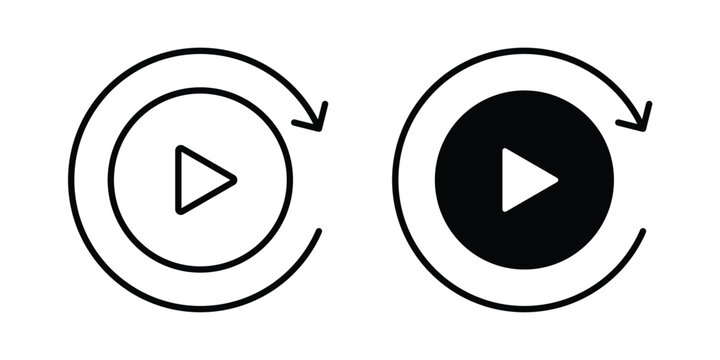 Play again icon outline drawing and clipart version