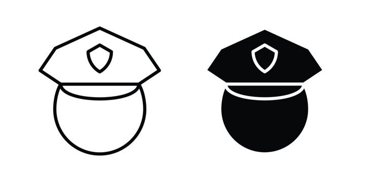 Police icon outline drawing and clipart version