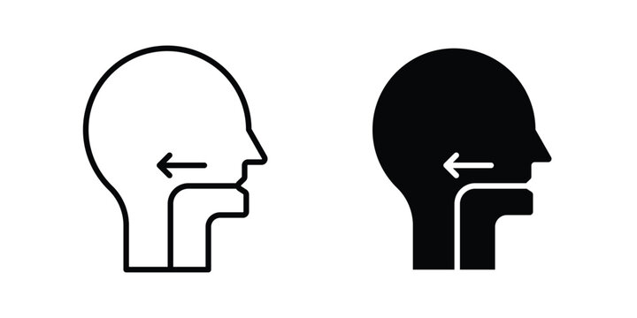 Swallowing reflex icon outline drawing and clipart version