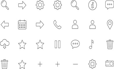 Fototapeta premium Web, icons, set, isolated, on, white, background, vector, symbols, for, user, interface, navigation, settings, dashboard, menu, options, application, digital, elements