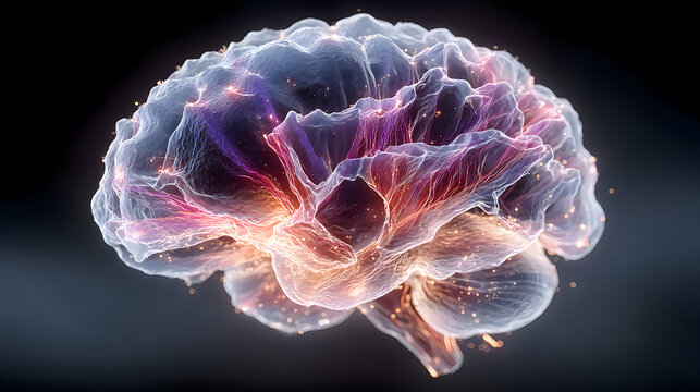 Detailed neuroscience artwork vibrant brain networks complex biological architecture Image illustration