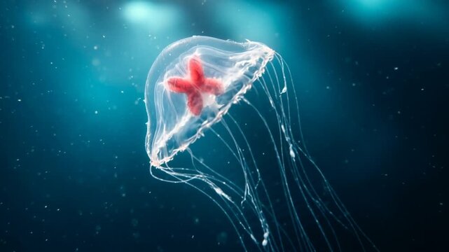 immortal jellyfish turritopsis dohrnii close up underwater in mediterranean sea video
