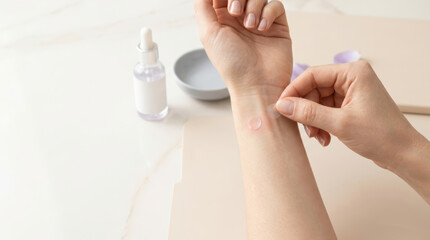 Naklejka premium Patch testing for healthy skincare on sensitive skin