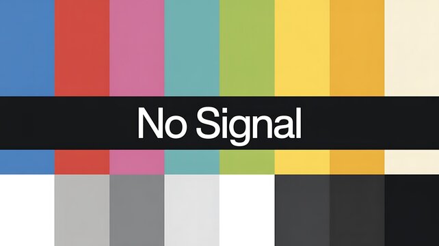 No signal TV test pattern, color bars, static screen, broadcasting error, signal loss
