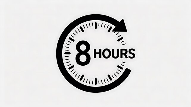 8 hours, clock icon, time symbol, work hours, business hours, office hours