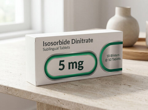 Medical packaging of Isosorbide Dinitrate 5 mg sublingual tablets