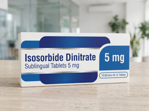 Medical packaging of Isosorbide Dinitrate 5 mg sublingual tablets