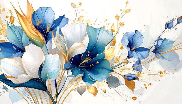 Close up of vibrant blue hydrangea flowers in bloom.