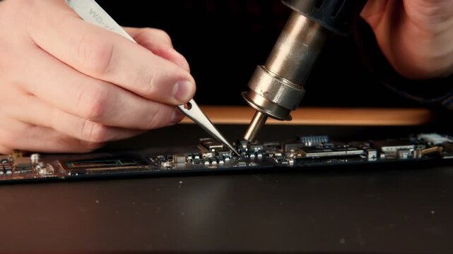 Micro Soldering Circuit Board Repair Close Up