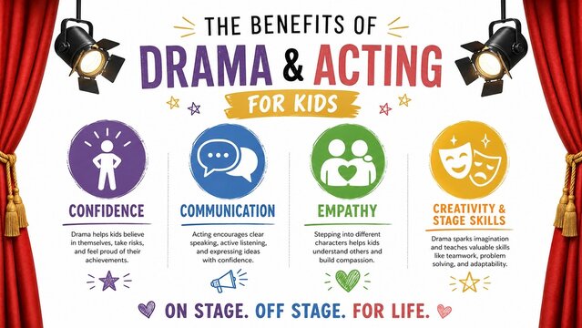 Benefits of Drama and Acting for Kids Educational Infographic