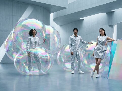 Futuristic Innovation with Iridescent Bubble Installations