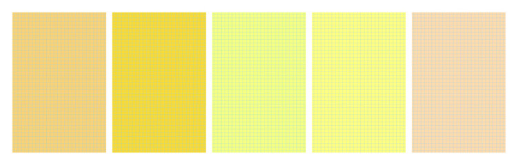 Set of yellow legal pad pages with lined or grid designs © dniprodd