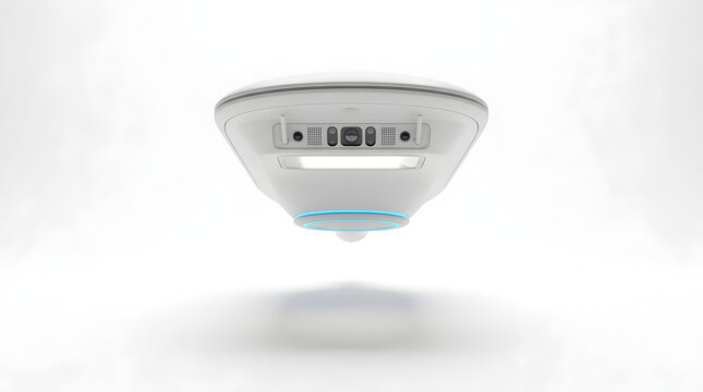 Kamera Keamanan Pintar Futuristik Perangkat Sensor Langit-langit Render 3D