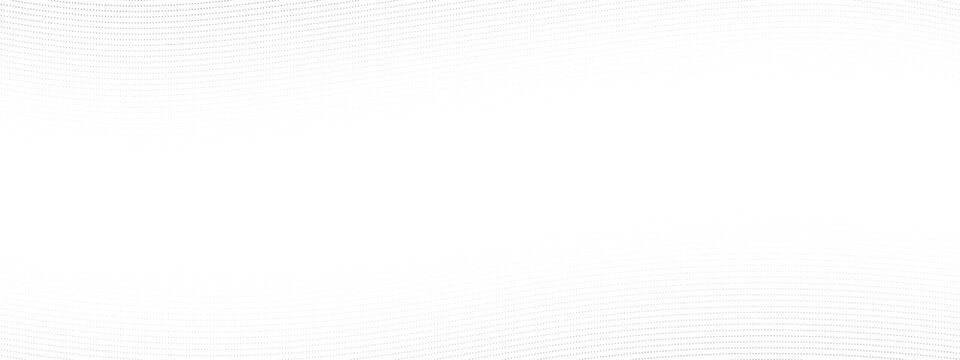 Abstract gray dotted wave pattern on white background for technology panoramic banner.