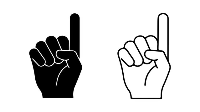Set Of Hand Signs Showing One Finger Up