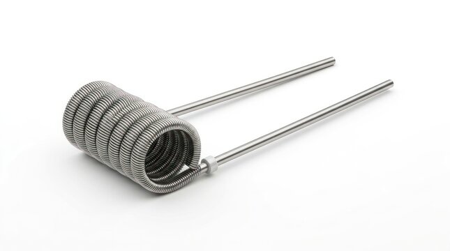 Heating Coil for Electronic Cigarette or Vaping Device Isolated on White Background.