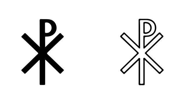 Chi Rho Christian Symbol Icons Set
