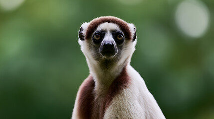 Fototapeta premium The sifaka lemur has white and brown fur