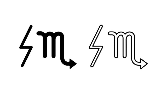Scorpio Zodiac Sign And Lightning Bolt Icons