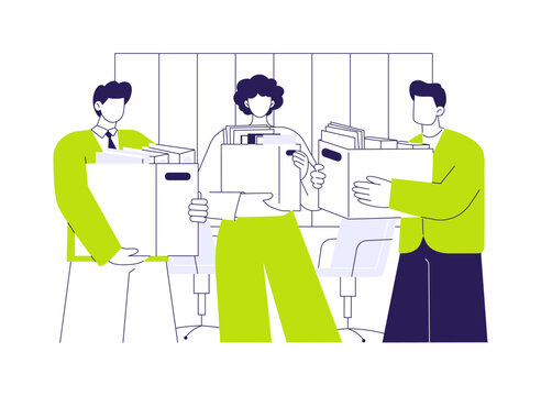 Moving to a new office isolated cartoon vector illustrations.