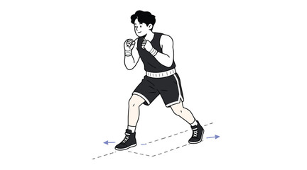 Fototapeta premium Boxer Training Stance and Footwork Vector Illustration
