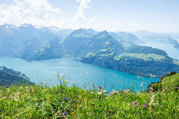 Fototapeta premium Stoos gratweg ridge trail swiss alps panorama