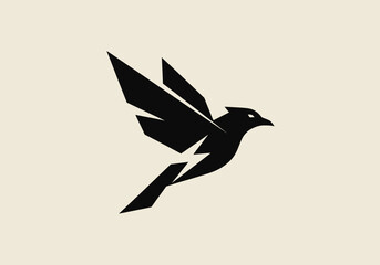 Obraz premium Geometric flying bird icon with lightning bolt wing design