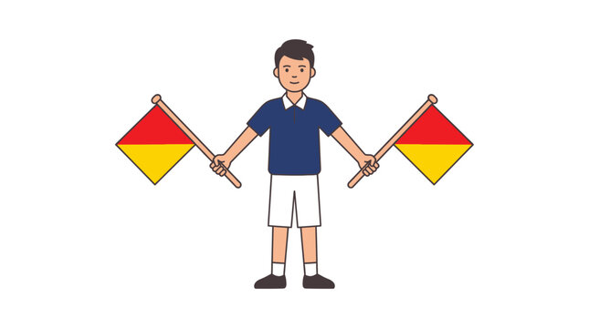Scout celebrates International Day with semaphore signal flags illustration