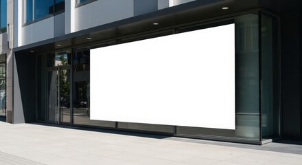 Fototapeta premium Large Blank White Storefront Window Display Mockup for Commercial Advertising