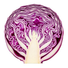 Obraz premium Half of raw red cabbage isolated on transparent background.