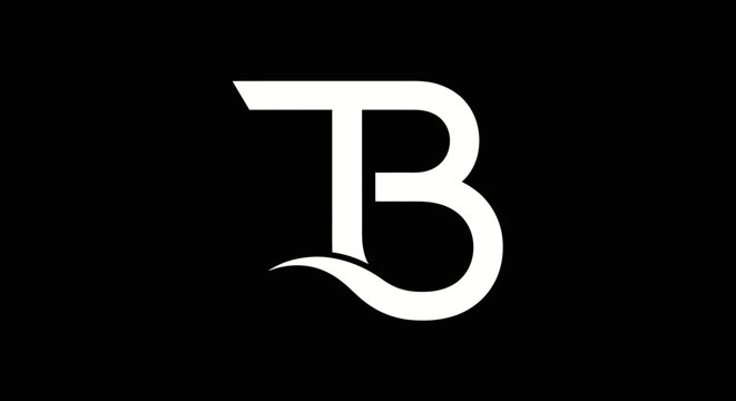 Minimalist white letter B and T monogram logo