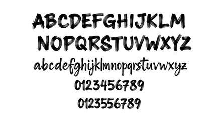 Obraz premium Alphabet and number typography set in clean sans serif font.