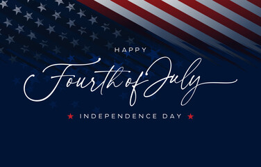 Fototapeta na wymiar Happy 4th of July Independence day patriotic American flag blue abstract background grunge vector with modern hand written lettering text, USA