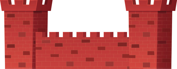 Naklejka premium Medieval castle towers vector flat icon, mansion wall, vintage king fortress castles and stone palace, ancient kingdom