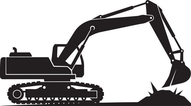 Excavator icon, heavy construction machinery for digging and earthmoving