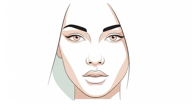 Female Face Makeup Face Chart Study