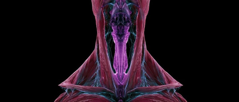 Anatomical visualization of human neck musculature and vocal cords