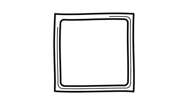 Simple Hand Drawn Square Frame Outline.