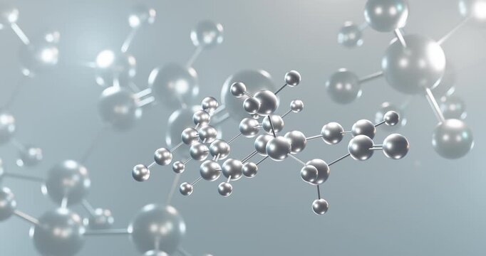 Levosimendan rotating 3d molecule, molecular structure of inotropic agents seamless video
