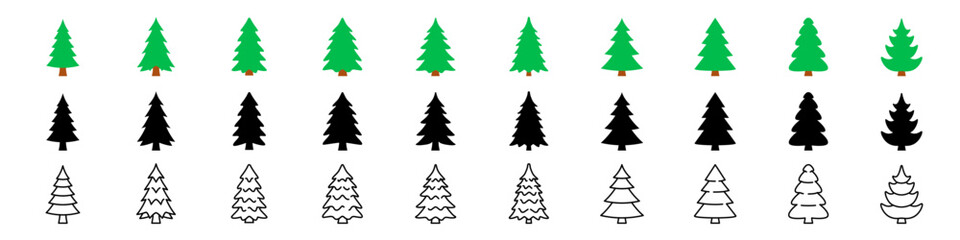 Obraz premium Pine tree icon. Evergreen tree vector.