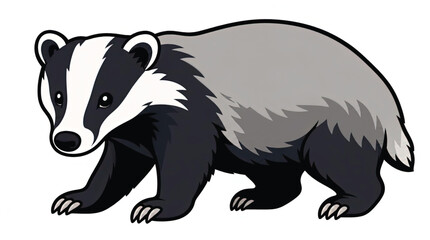 Obraz premium Cartoon badger with white stripe.
