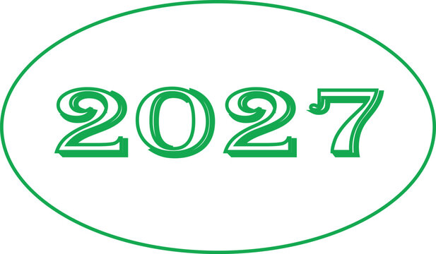Green 2027 text inside an oval frame on a white background