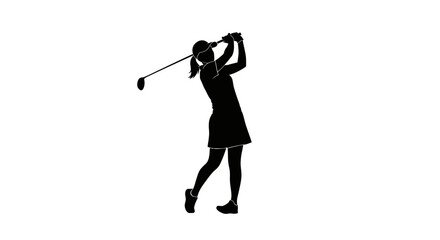 Fototapeta premium Female Golfer Silhouette Vector Illustration