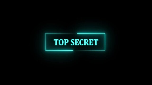 Glowing Neon Top Secret Grunge Stamp Symbol with Editable 3D Text Effect, 4K Motion Graphics Animation