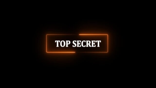 Glowing Neon Top Secret Grunge Stamp Symbol with Editable 3D Text Effect, 4K Motion Graphics Animation