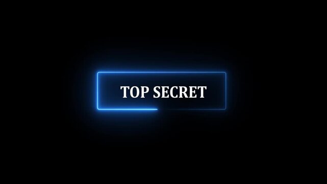 Glowing Neon Top Secret Grunge Stamp Symbol with Editable 3D Text Effect, 4K Motion Graphics Animation