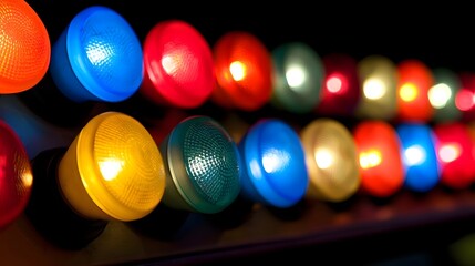 Naklejka premium Vibrant and intricate glowing carnival lights create a sophisticated and captivating night atmosphere