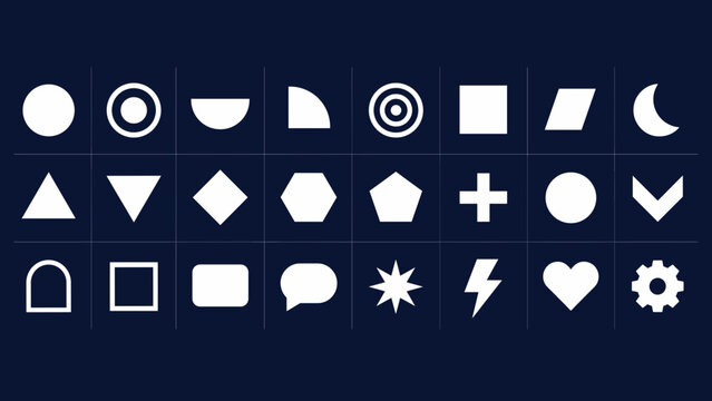 Cutout geometric shapes negative space icons &ndash; Great for bold poster design, stenciling projects, or contemporary branding elements.